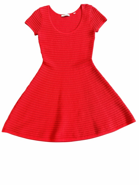 Sandro Dresses & Skirts - Sandro Paris Red Pointelle Knit Fit & Flare Skater Dress Size 1 S